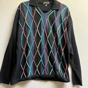 Vintage Di Bazzato 3D colourful roped textured cotton sweater Sz L